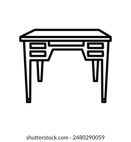 Writing Desk Outline Icon, Vector illustration