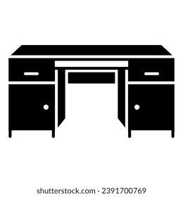 Writing desk solid icon, office equipment concept, writing table vector sign on white background, writing desk glyph style for mobile concept and web design. Vector graphics