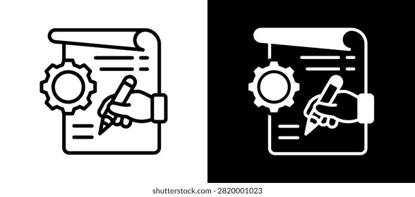 Writing Development Icon whiteblack Vector Illustration