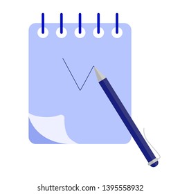Writing diary concept. Planning day schedule in paper diary notebook. Flat concept illustration