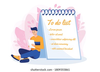 Escribir para hacer una lista. Vector de arte plano.