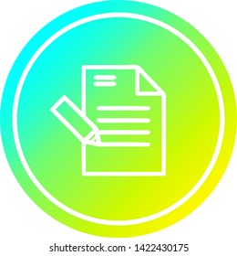 writing document circular icon with cool gradient finish
