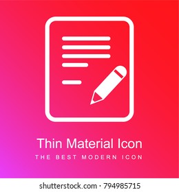 Writing a document with a pencil red and pink gradient material white icon minimal design