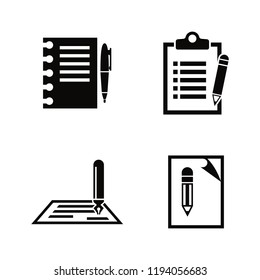 Writing, Edit, Write. Simple Related Vector Icons Set for Video, Mobile Apps, Web Sites, Print Projects and Your Design. Writing, Edit, Write icon Black Flat Illustration on White Background.