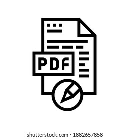 writing and editing pdf file line icon vector. writing and editing pdf file sign. isolated contour symbol black illustration