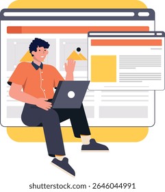 Escrevendo e editando texto com copywriters ilustração vetor cartoon isolado.
