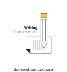 Writing education concept icon. Creative story tellig. Flat design vector illustration