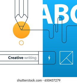 Writing education concept icon. Creative story tellig. Flat design vector illustration
