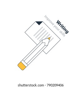 Writing education concept icon. Creative story tellig. Flat design vector illustration