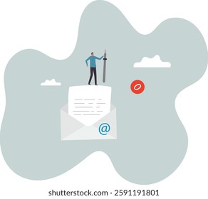 Writing email like professional, email communication for best business negotiation, storytelling or apply for new job .business concept.flat character.