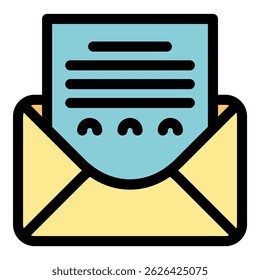 Writing envelope icon. Outline writing envelope vector icon color flat isolated