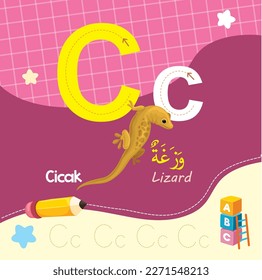 Writing exercise by tracing alphabet for kids, handwriting exercise