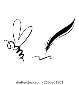 Writing feather hand drawn doodle icon and bee icon. Vector sketch illustration of writing feather for print, web, mobile and infographics isolated on white background.
Vector Formats