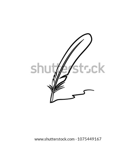 Writing feather hand drawn outline doodle icon. Vector sketch illustration of writing feather for print, web, mobile and infographics isolated on white background.