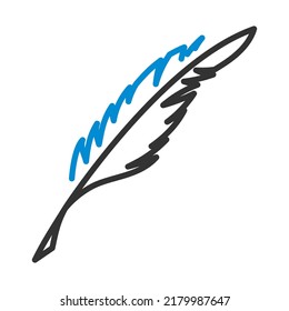 Writing Feather Icon. Editable Bold Outline With Color Fill Design. Vector Illustration.