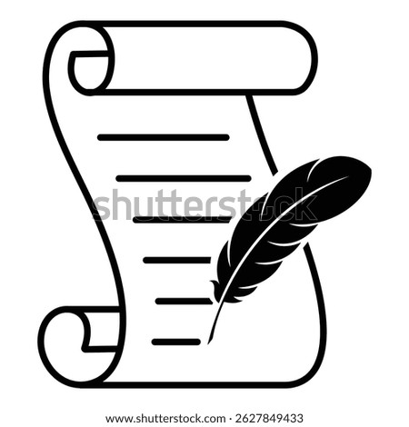 Writing feather icon vector. Copywriting, writing icon with feather pen. Feather quill pen icon, Creative writing and storytelling. black feather pen on a white background. vector illustration. 