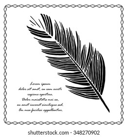 writing feather illustration with black frame