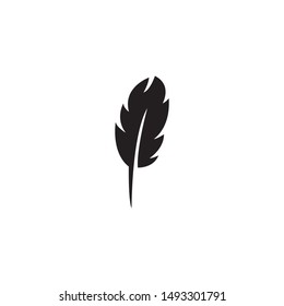 Writing a feather logo design illustration for your project, silhouette feather black