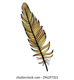 Writing feather on simple white background