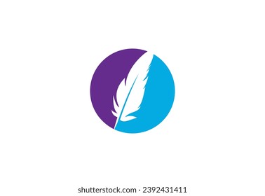 Writing Feather Pen logo design, Vector design concept
