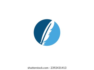 Diseño del logotipo Feather Pen, concepto de diseño vectorial
