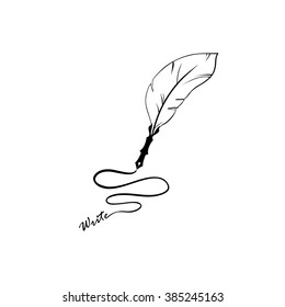 Writing Feather Pen - Vector icon isolated