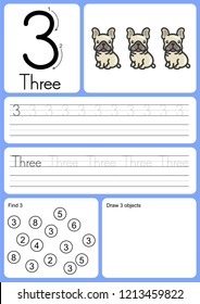writing, finding and drawing object of number - Worksheet for education