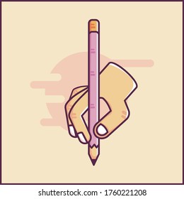 Writing flat design with line and flat style. Can be used for icon, illustration, logo, or presentation picture that can help to show about writing or take notes
