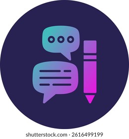 Writing Glyph Circle Gradient Icon