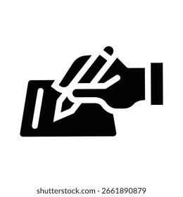 Gráfico de Vector de ilustración de icono de glifo de escritura. Gráfico simple del Vector de la ilustración del elemento, conveniente para el App, los Sitios web, y las presentaciones aisladas en el fondo blanco