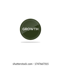 Writing growth in a army green circle. There is a circular glass in front of the growth article.