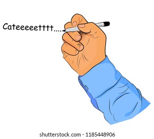 Writing Hand at Blank text noted in indonesia non formal languange