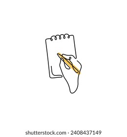 Writing hand continuous line icon