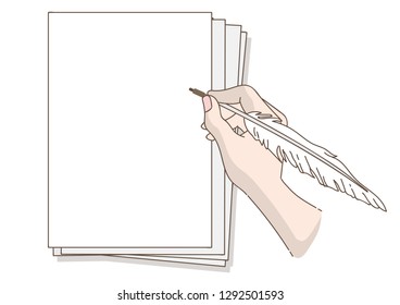 Writing hand - feather pen