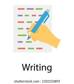 Writing hand flat vector design 