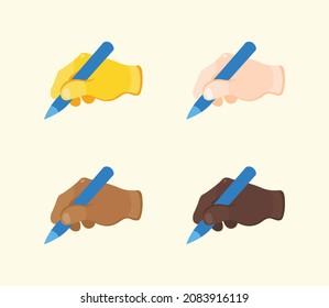 Writing Hand Gesture Icon. Writing Hand emoji. Writing Hand sign. All skin tone gesture emoji