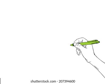 Writing Hand Green Pen On White Stock Vector (Royalty Free) 207394600 ...