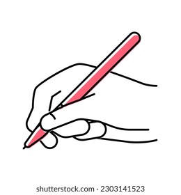 vectorial de icono de color de la pluma de retención manual de escritura. escribir mano sujetar el signo de la pluma. ilustración de símbolo aislado