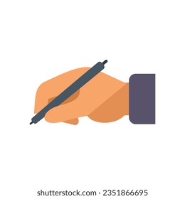 Writing hand icon flat vector. Write paper. Text message isolated