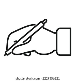 Writing hand icon outline vector. Write paper. Text message