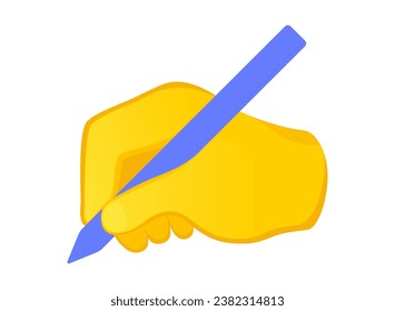 Schreiben von Hand Symbol. Gelbe Geste Emoji Vektorgrafik.