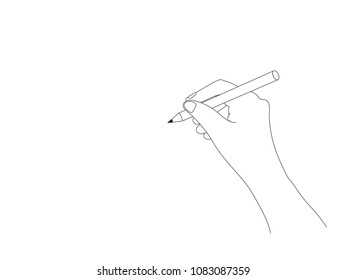 Writing hand line vector