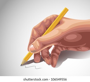 writing hand with pencil