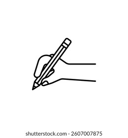 Writing hand with pencil gesture vector icon. Hand gesture icon line style. perfect use for logo, presentation, website, and more. modern icon design outline style