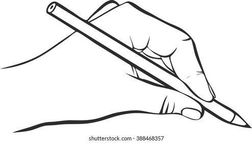 writing hand with pencil,  vector icon