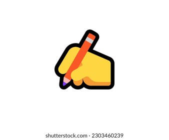 Writing Hand vector icon on a white background. Holding pen. Writing hand emoji illustration. Isolated hand write, writing emoticon