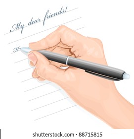 Writing Hand. Vector Illustration