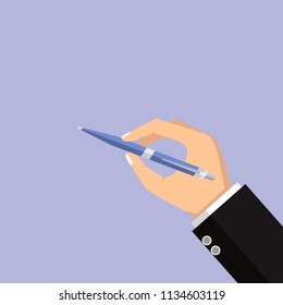 The writing hand. Vector illustration. Flat design for business financial marketing banking advertising web concept cartoon illustration.