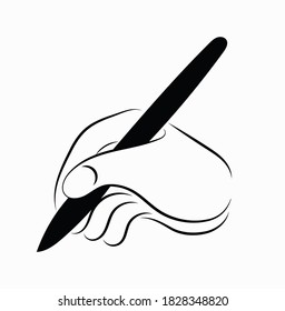 Writing hand vector isolated on white background.
