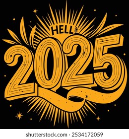 escrever "olá 2025" com efeito de texto e parecer criativo.